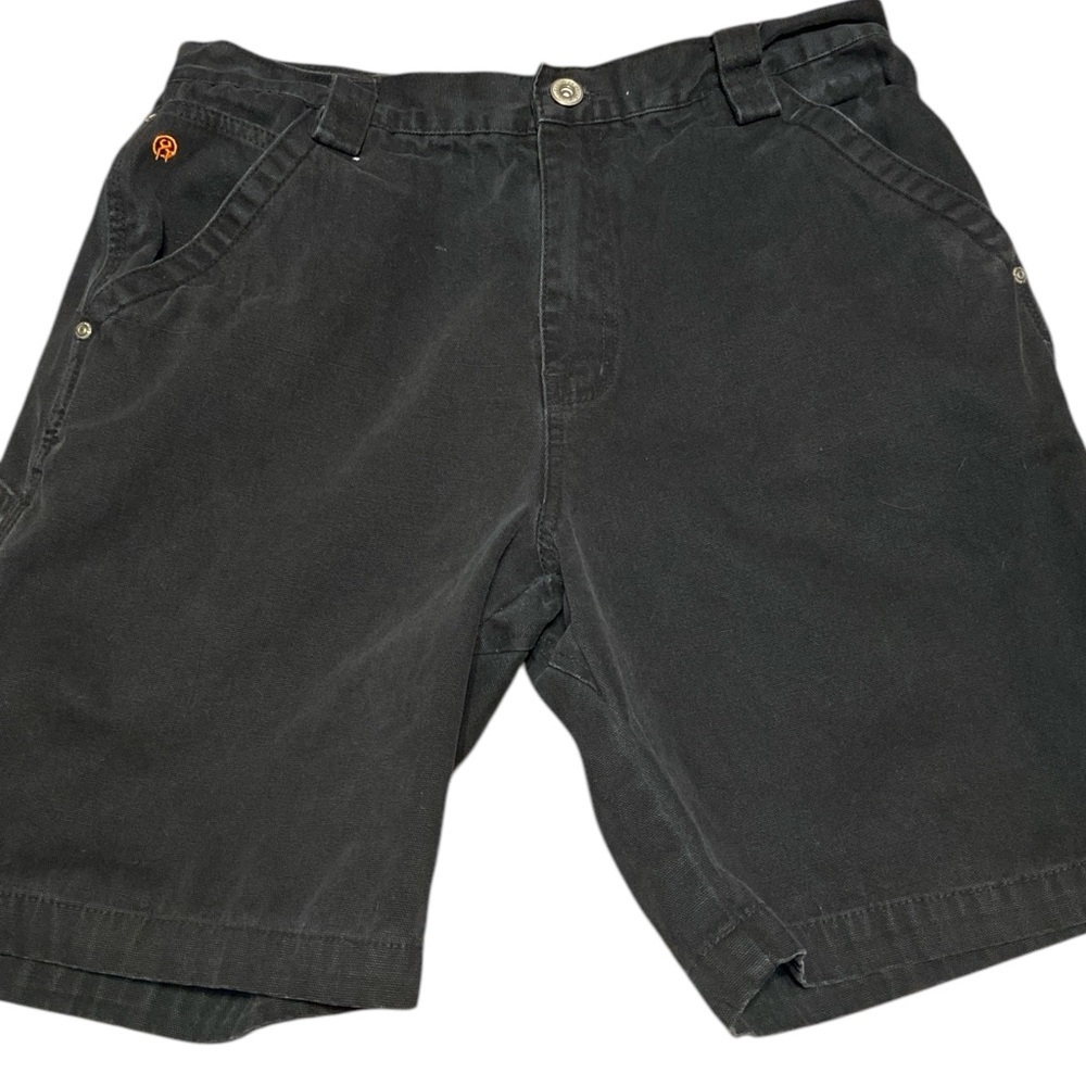 Black Cargo Shorts with Textured Fabric and Relaxed Fit​